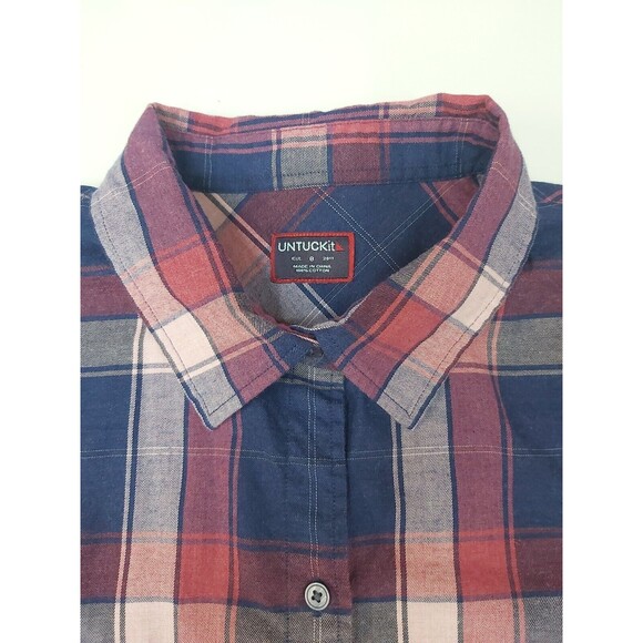 Women's Plaid Untuckit Long Sleeve Button Up Shirt Size 8 - Picture 10 of 13